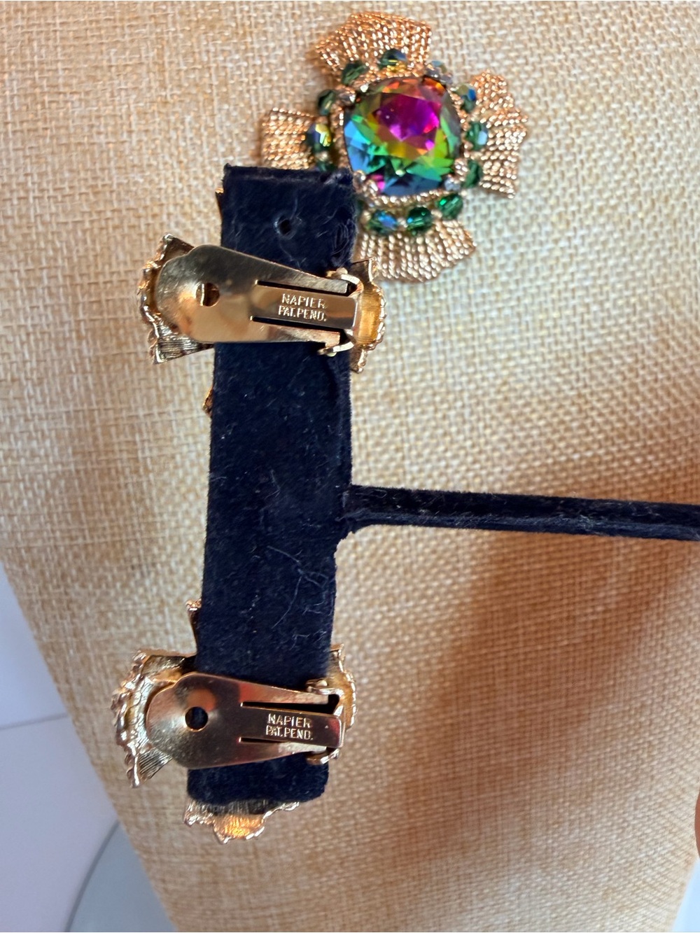 Rare Napier Vintage Maltese Cross Gold And AB Brooch and Earring Set - Picture 8 of 8